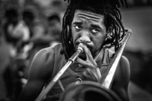 Cuba, Havanna, Musician playing trombone Cuba, Havanna, Musician playing trombone